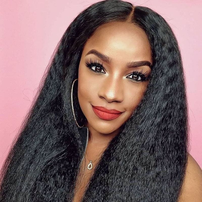 360 Kinky Straight Lace Front Wig With 180 Density 